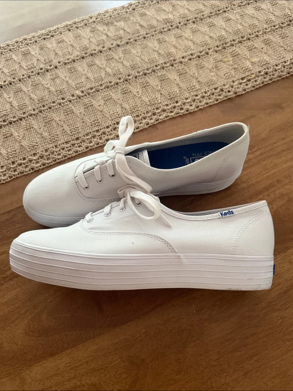 Keds White Low-Top Canvas Platform Sneakers